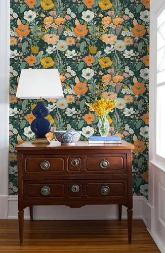 Miniatura 5 de Papel tapiz para despegar y pegar, extraíble, color verde oscuro, para dormitorio, guardería, bohemio, apto para inquilinos, papel de contacto