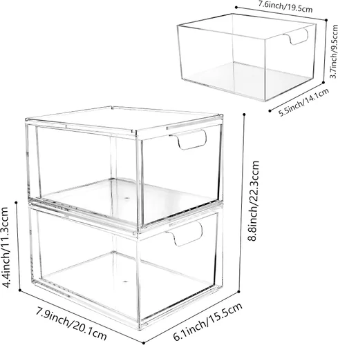 Miniatura 3 de Yes!Fresh Organizador de cajones, organizador de escritorio apilable con particiones interiores extraíbles para organización y almacenamiento