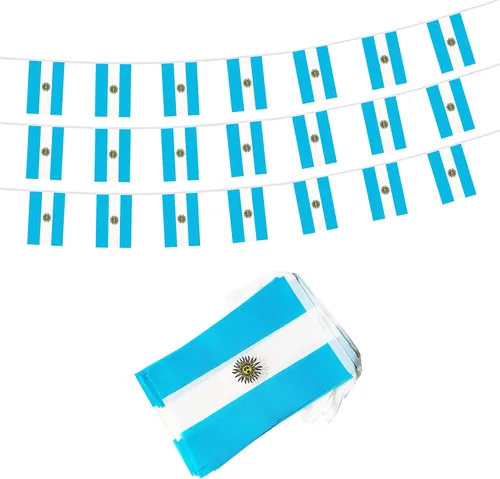 Miniatura 6 de Cadena de bandera de México de 50 pies, 38 mini banderas mexicanas pequeñas, Día de la Independencia del 4 de julio, eventos patrióticos, deportes