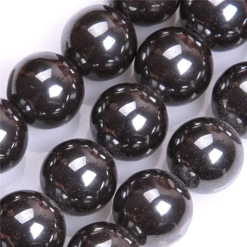 Miniatura 21 de GEM-Inside - Cuentas sueltas de hematita negra natural no magnética de 0.079 pulgadas, cuentas redondas de energía para fabricación de joyas, 15