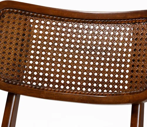 Miniatura 6 de Baxton Studio Tafari Mid-Century - Juego de sillas de comedor de 2 piezas con acabado marrón nogal y ratán Marrón nogal/marrón claro