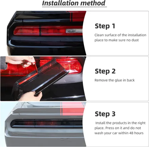 Miniatura 5 de Hoolcar Cubierta de la lámpara de la luz trasera, marco de guardia, decoración de marco de bisel, accesorios exteriores para Dodge Challenger