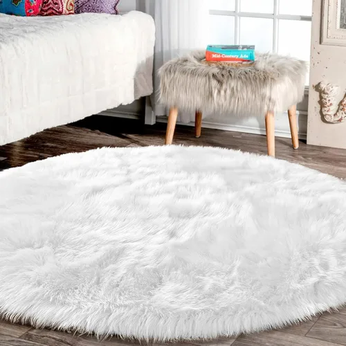 Miniatura 120 de Latepis - Tapete rectangular de piel sintética tipo lana de oveja suave, esponjosa y lavable para sala de estar, dormitorio, sala de juegos o Blanco