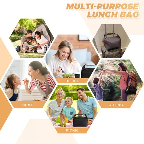 Miniatura 6 de Bolsa de almuerzo para mujeres y hombres, fresca, mantiene la comida fresca, caja de almuerzo, pequeña bolsa enfriadora a prueba de fugas