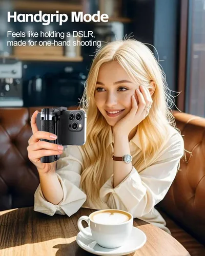 Miniatura 2 de UBeesize Mini trípode para selfie stick con control remoto recargable, soporte de teléfono de viaje de tamaño bolsillo con gancho, soporte giratorio