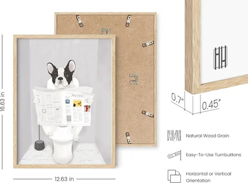 Miniatura 3 de HAUS AND HUES Divertida decoración de baño de perro, divertido arte de pared de baño de perro, póster de animales de bulldog francés
