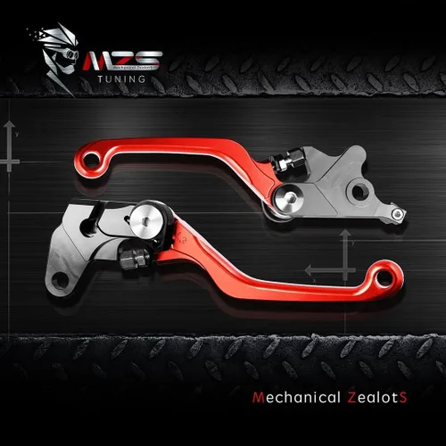 Miniatura 6 de MZS - Palancas de freno y embrague rojas ajustables para bicicletas de tierra, pivote CNC compatibles con CRF150R 2007-2026 / CR80R CR85R 1998-2007