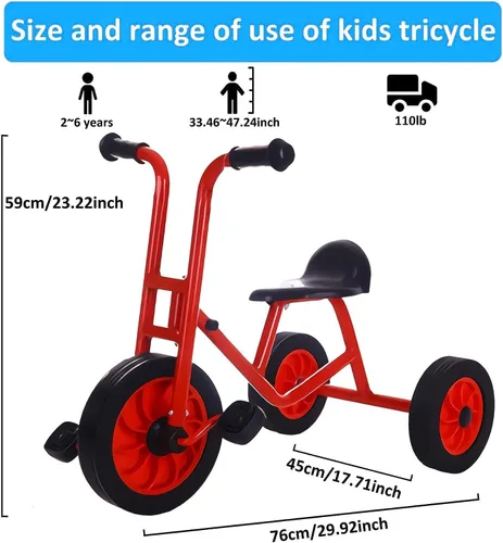 Miniatura 6 de Triciclo para niños pequeños de 3 a 6 años, bicicleta preescolar preescolar, patio de recreo, triciclo en tándem para niños, equipo de juego al aire