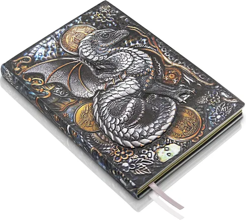 Miniatura 19 de Phoenix Cuaderno de cuero – Diario de viaje vintage Phoenix hecho a mano en 3D con papel rayado, cuaderno de bocetos de cuero fresco, diario