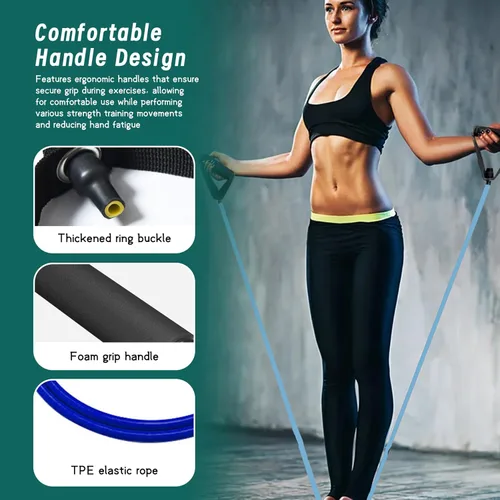 Miniatura 2 de Bandas de resistencia con asas, juego de 2 unidades, bandas de ejercicio ajustables de 20 libras y 25 libras, cuerda de entrenamiento TPE