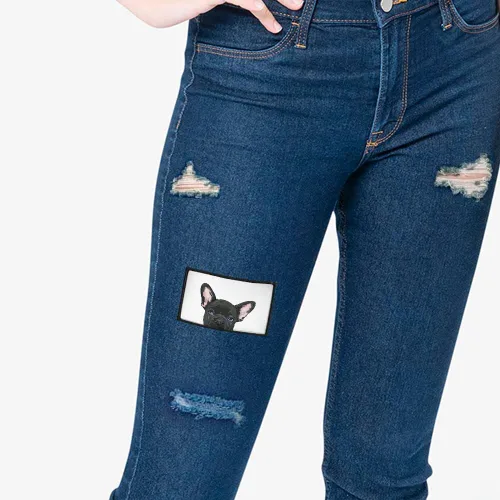 Miniatura 6 de WIRESTER 2 parches rectangulares de tela, parches de reparación bordados para coser y planchar con borde negro para camisas, jeans, bolsos, Bulldog