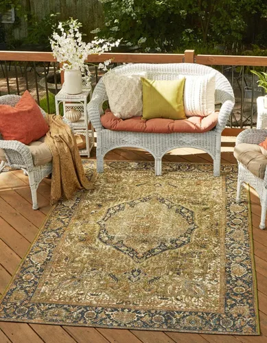 Miniatura 11 de Unique Loom Outdoor Traditional Collection - Alfombra de área - Nosara (4 pies 1 pulgada x 6 pies 1 pulgada, rectangular, azul/azul claro)