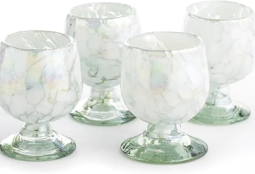 Miniatura 20 de Auténticos vasos de chupito soplados a mano de tequila mexicano - Juego de 4-2 onzas - Mini snifters de vidrio - Base pesada - Coñac (Confeti)