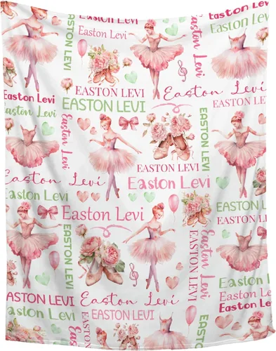 Manta de Bebé Personalizada Danza Manta Personalizada con Nombre Manta Suave de Franela para Niños Niñas Niños Pequeños Bebés Niños Recién Nacidos