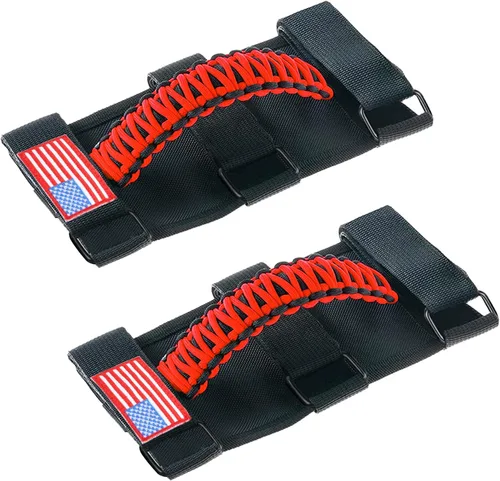 Miniatura 39 de Savadicar Paquete de 4 Asas de Agarre de Barra Enrollable Compatible con 1955-2023 Jeep Wrangler CJ YJ TJ JK JL 4XE & Gladiator JT, Soporte de Negro