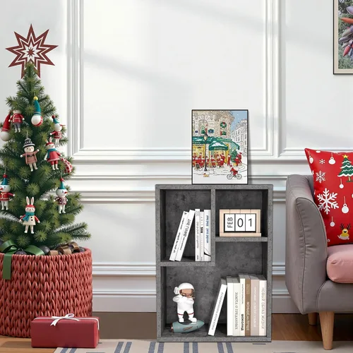 Miniatura 8 de VECELO Estantería pequeña de 3 cubos, bibliotecas modernas con estantes de hasta 12.8 pulgadas, apto para libros de texto de tamaño común, vertical
