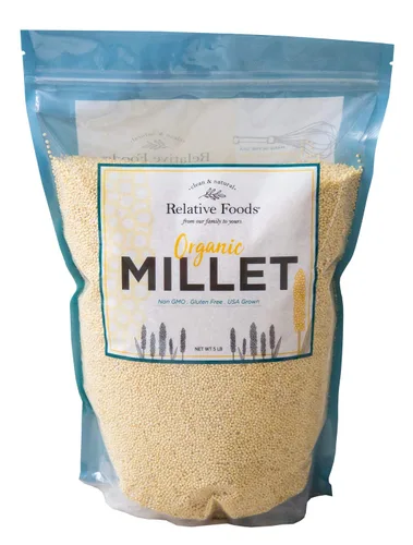 Semilla de Mijo Descascarillada Orgánica Entera – Semilla de Mijo Orgánica de Grano Entero de 5 libras – Grano Sin Gluten para Gachas, Ensaladas,