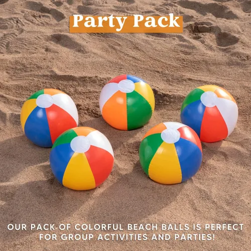 Miniatura 7 de JOYIN Paquete de 12 bolas inflables de playa de 16 pulgadas, grandes bolas de playa arcoíris a granel para fiestas en la piscina, niños y adultos