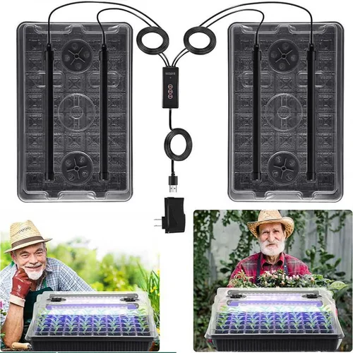 Miniatura 7 de Bandeja de inicio de semillas con luz de crecimiento, 2 paquetes de 80 celdas, kit de inicio de semillas reutilizables con cúpula de humedad, Negro
