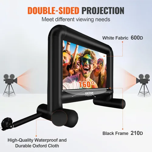 Miniatura 4 de VEVOR Pantalla de cine inflable, pantalla de proyector inflable de 16 pies para exteriores con soplador y bolsa de transporte, proyección