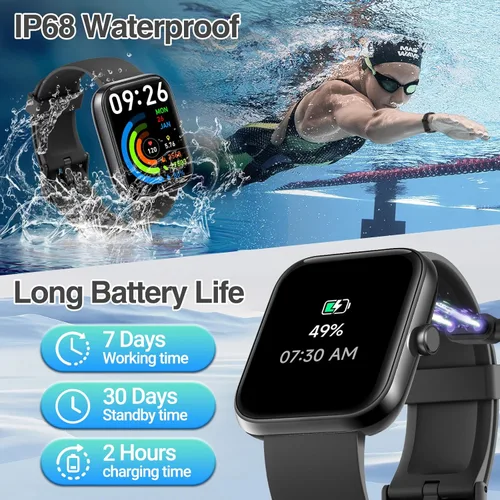 Miniatura 8 de Reloj inteligente para mujeres y hombres con llamada Bluetooth, reloj inteligente integrado con Alexa, reloj de fitness con dial DIY de 1.83