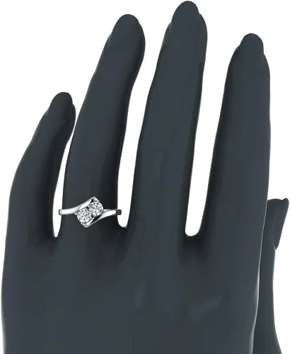 Miniatura 2 de Anillos de compromiso de diamantes brillantes redondos de dos piedras de oro de 14 quilates 0.36 quilates (G,VS)