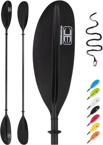 Miniatura 11 de OCEANBROAD Adjustable Carbon Fiber Kayak Paddle 86in/220cm to 94in/240cm Kayaking Oar for Adults with Paddle Leash 1 Paddle Azul