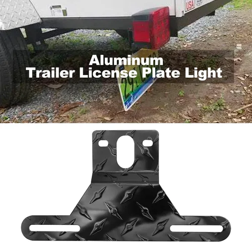 Miniatura 4 de Hoypeyfiy Soporte de luz para matrícula de remolque para camión, caravana, todoterreno, soporte de aluminio para matrícula (color negro, 1 unidad)
