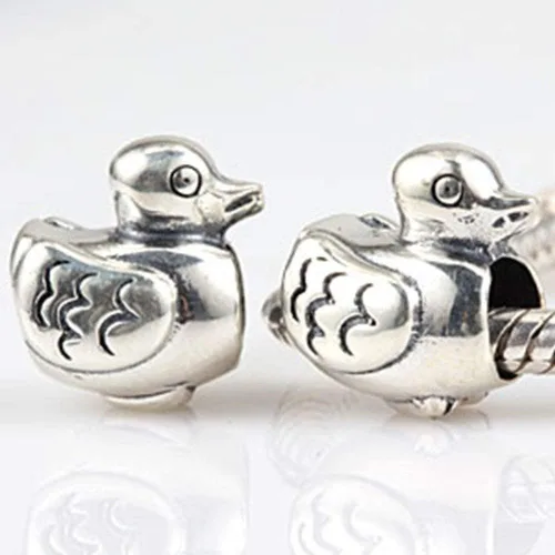 Miniatura 3 de Abalorio de pato de plata de ley 925 con diseño de animal para pulsera (C)
