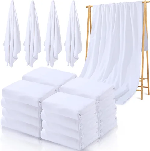 Macarrie 16 toallas de playa de sublimación blanca a granel de poliéster grueso de 400 GSM, toalla de baño absorbente grande en blanco para regalos