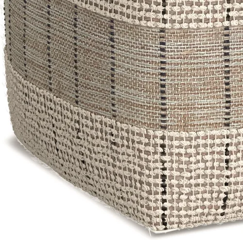 Miniatura 7 de SIMPLIHOME Elmer Puf cuadrado – 18 pulgadas de ancho tejido a mano yute y algodón otomano en color natural y gris, reposapiés contemporáneo