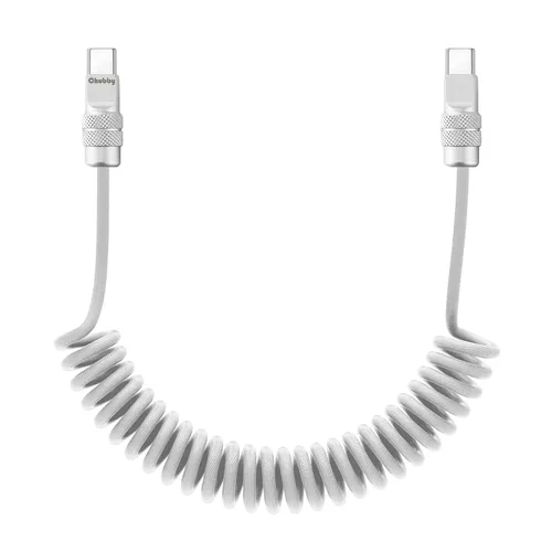 Miniatura 19 de chubbycable Curly Chubby - Cable de carga rápida USB C en espiral de 240 W, cable de carga retráctil trenzado duradero para automóvil compatible