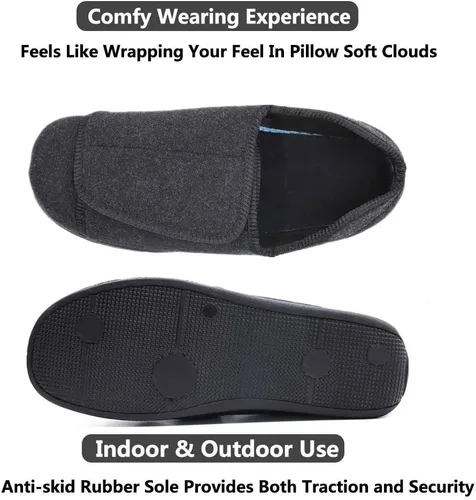 Miniatura 3 de Zapatillas de recuperación diabética extra anchas ajustables para hombre, artritis, edema, pies hinchados, calzado para interiores y exteriores