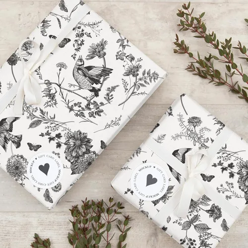 Miniatura 6 de Whaline 100 hojas de papel de seda floral negro vintage chinoiserie Toile flor pájaro mariposa papel de regalo para bricolaje, manualidades
