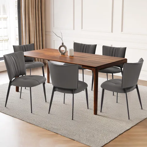 Miniatura 13 de Homcosan Juego de 2 sillas de comedor, modernas sillas de cocina con asiento acolchado tapizado y patas de metal, fácil montaje, sillas de comedor