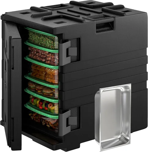YITAHOME Portaenvases de alimentos aislados, caja térmica LLDPE de 95 Qt para catering con sartén de acero inoxidable, calentador de alimentos para