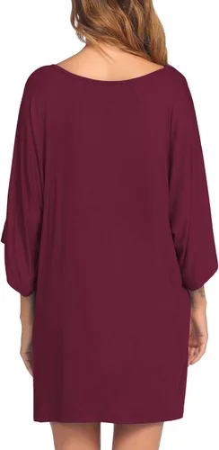 Miniatura 2 de Ekouaer Camisón con cuello en V profundo para mujer, camisón de murciélago de gran