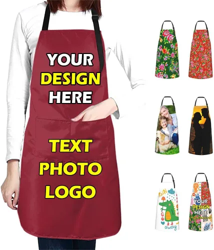 Miniatura 29 de Delantales impermeables personalizados para diseñar tu propia imagen, logotipo, texto, añadir fotos, delantal para cocinar hornear, 33 x 27.5