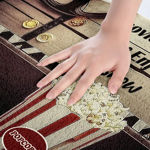 Miniatura 2 de Homewish Theater Cinema Poster Bathroom Rugs,Retro Movie Non Slip Bath Mat Popcorn Bathroom Indoor Floor Mats,Movie Night Shaggy Absorbent Bathtub