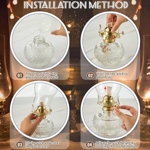 Miniatura 3 de Hortsun 3 piezas de lámpara de aceite, quemador de queroseno chapado en latón #2, lámpara de aceite #2, quemador de repuesto con base roscada de 1