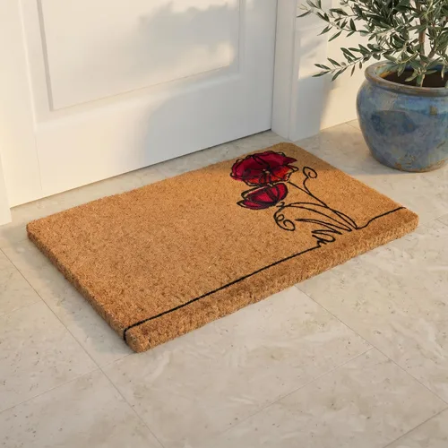 Miniatura 53 de Fab Habitat Felpudo extra grueso, tejido a mano, duradero, fibra de coco natural, entrada, puerta delantera, porche, patio, pájaros en rama, gris