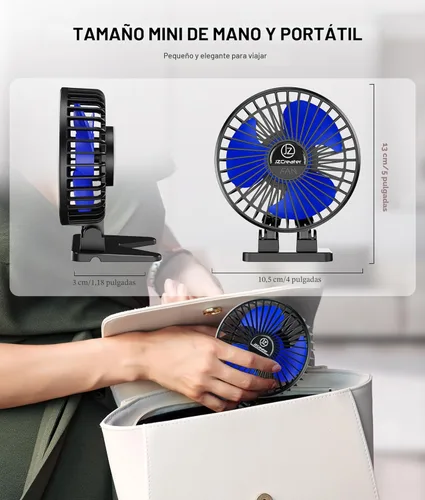 Miniatura 6 de JZCreater Ventilador de Escritorio USB, Mini Ventiladores Portátiles, Ventilador de Enfriamiento de Mesa de Escritorio de 3 Velocidades, Conexión a