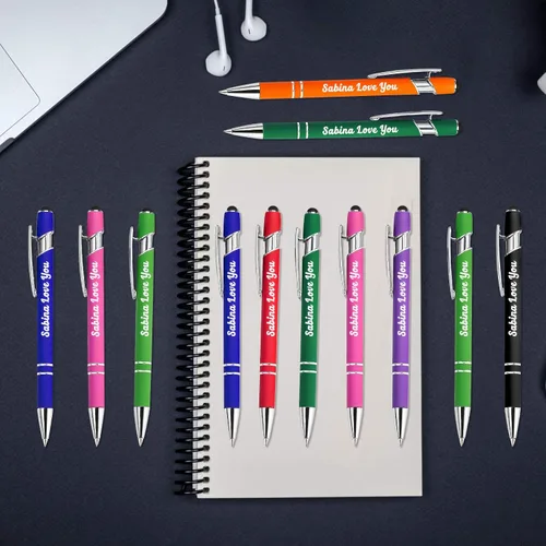 Miniatura 6 de Aolun Bolígrafo personalizado, bolígrafo grabado personalizado con lápiz capacitivo, metal suave al tacto, introduce el nombre, logotipo o mensaje