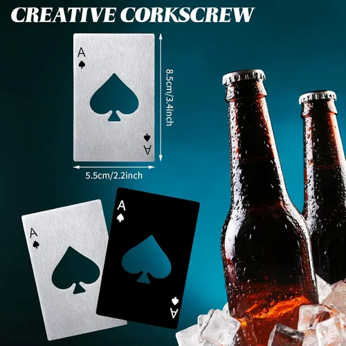 Miniatura 2 de Chumia Abridores de botellas de póquer, de acero inoxidable, para abrebotellas de cerveza Ace, para bodas, fiestas de cumpleaños, despedidas de Negro