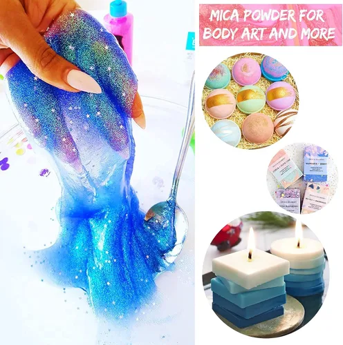 Miniatura 8 de HTVRONT - Polvo de mica para resina epoxi de 4.59 onzas, pigmento en polvo de 26 colores, es natural y fácil de mezclar para fabricar jabón, brillo
