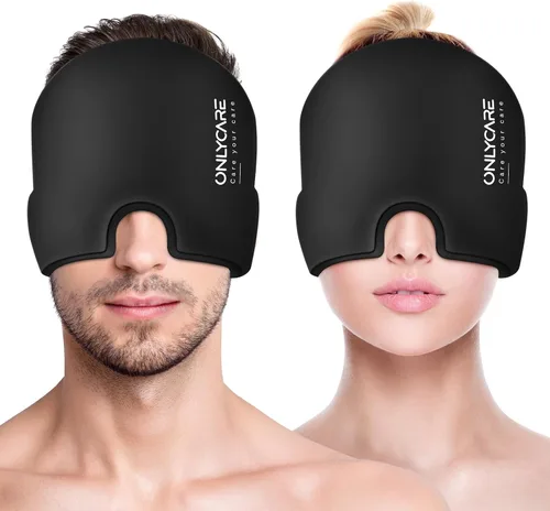 Miniatura 11 de ONLYCARE Gorro de alivio para migraña, máscara calmante para migraña, envoltura de gel de hielo para cabeza sin olor mejorada, terapia de frío
