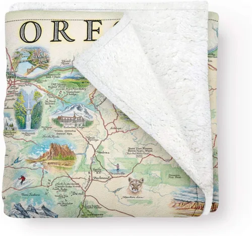 Miniatura 5 de Xplorer Maps Manta de forro polar del Parque Nacional Acadia Manta de 58 x 50 pulgadas Arte original dibujado a mano