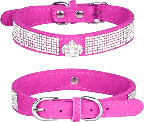 Miniatura 11 de Collares Pequeños para Perros Femeninos, Lindo Cristal de Rinstone con Pajarita de Diamante de Brillo para Cachorros para XXS XS Perros Pequeños