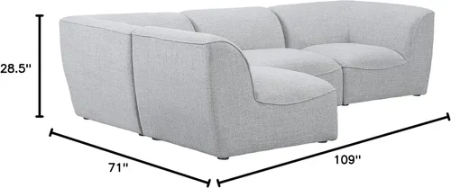 Miniatura 3 de Meridian Furniture Miramar Collection Modern Seccional modular tapizado con textura de lino contemporáneo, 109 pulgadas de ancho x 71 pulgadas