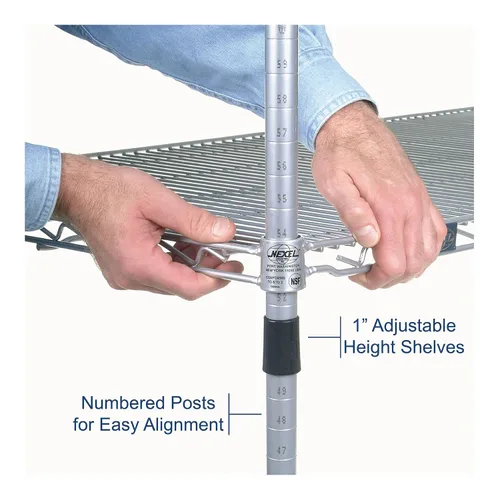 Miniatura 4 de Nexel Poly-Z-Brite Unidad de Estantería de Alambre Ajustable, 4 Niveles, Estante Organizador de Servicio Pesado Multiusos, 14" x 36" x 74